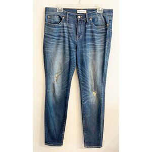 Madewell 9” Mid Rise Medium Wash Lightly Distressed Skinny Jeans Size 32